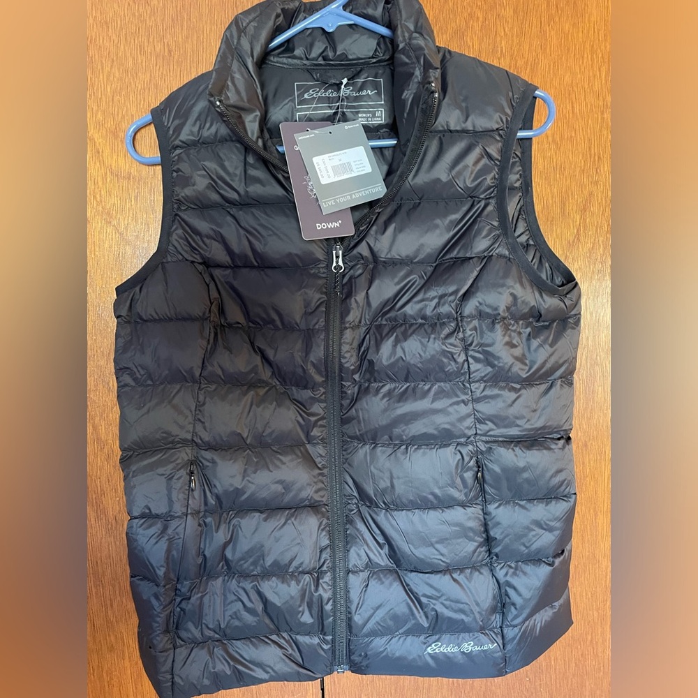 Women’s Eddie Bauer down vest, brand new, with tags, black size M